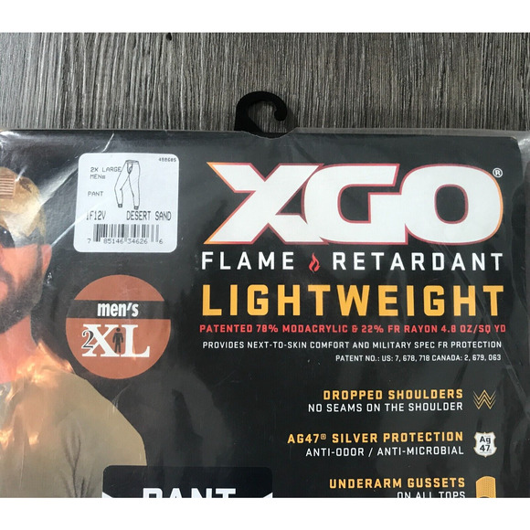(D) XGO Flame Retardant Lightweight Mens Pants Size 2XL Layer Phase 1 UPF 25+ UV - Picture 2 of 7